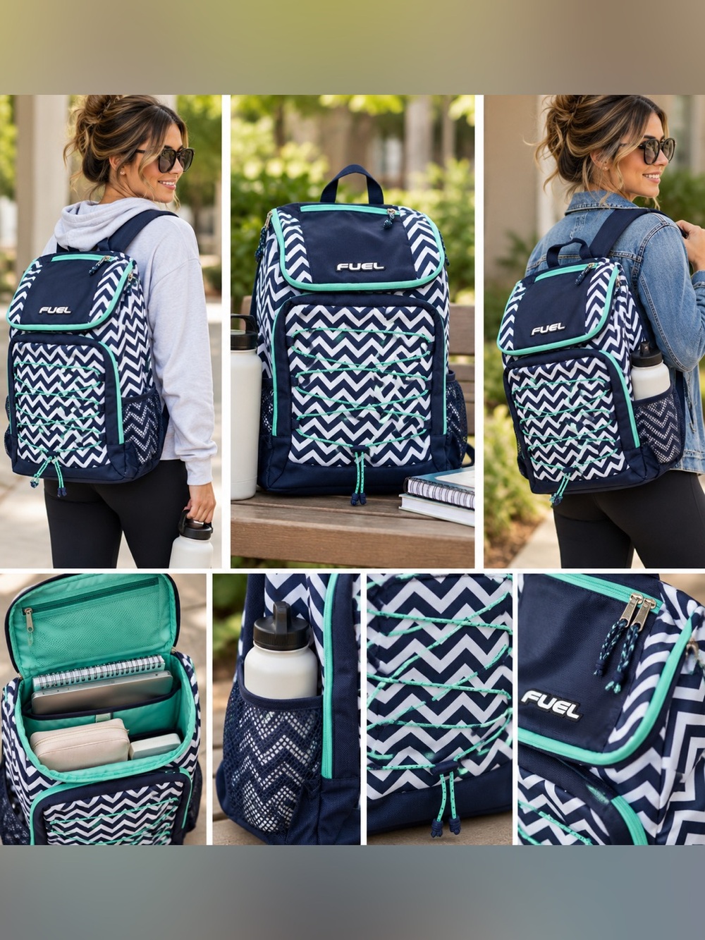 Navy and White Chevron Backpack